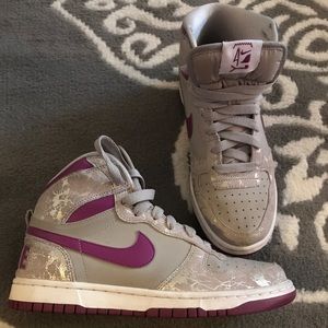 Grey and Purple Nike High Tops